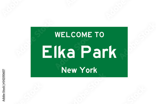 Elka Park, New York, USA. City limit sign on transparent background.  photo