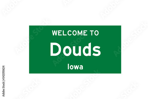 Douds, Iowa, USA. City limit sign on transparent background.  photo