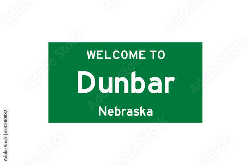 Dunbar, Nebraska, USA. City limit sign on transparent background.  photo