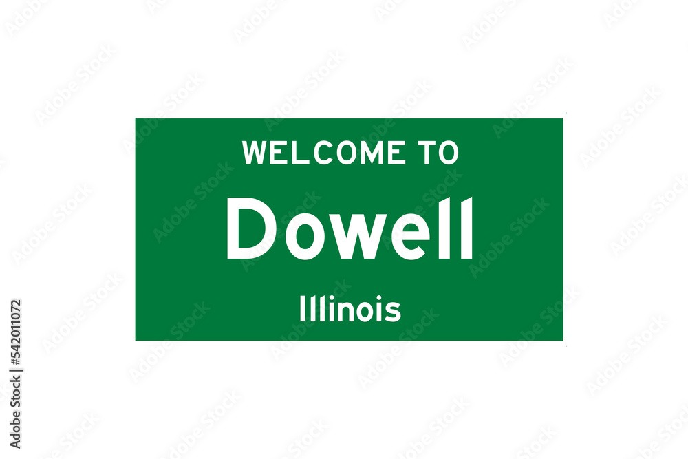Dowell, Illinois, USA. City limit sign on transparent background. Dowell, Illinois, USA. City limit sign on transparent background.