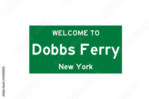 Dobbs Ferry, New York, USA. City limit sign on transparent background.  photo