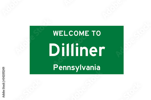 Dilliner, Pennsylvania, USA. City limit sign on transparent background.  photo