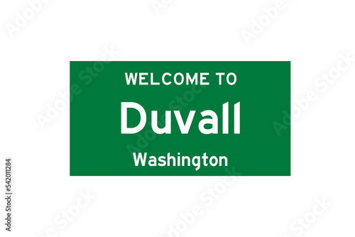 Duvall, Washington, USA. City limit sign on transparent background.  photo