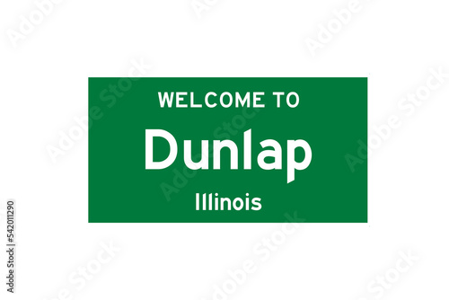 Dunlap, Illinois, USA. City limit sign on transparent background.  photo