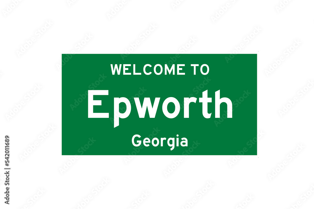 Epworth, Georgia, USA. City limit sign on transparent background. Epworth, Georgia, USA. City limit sign on transparent background.