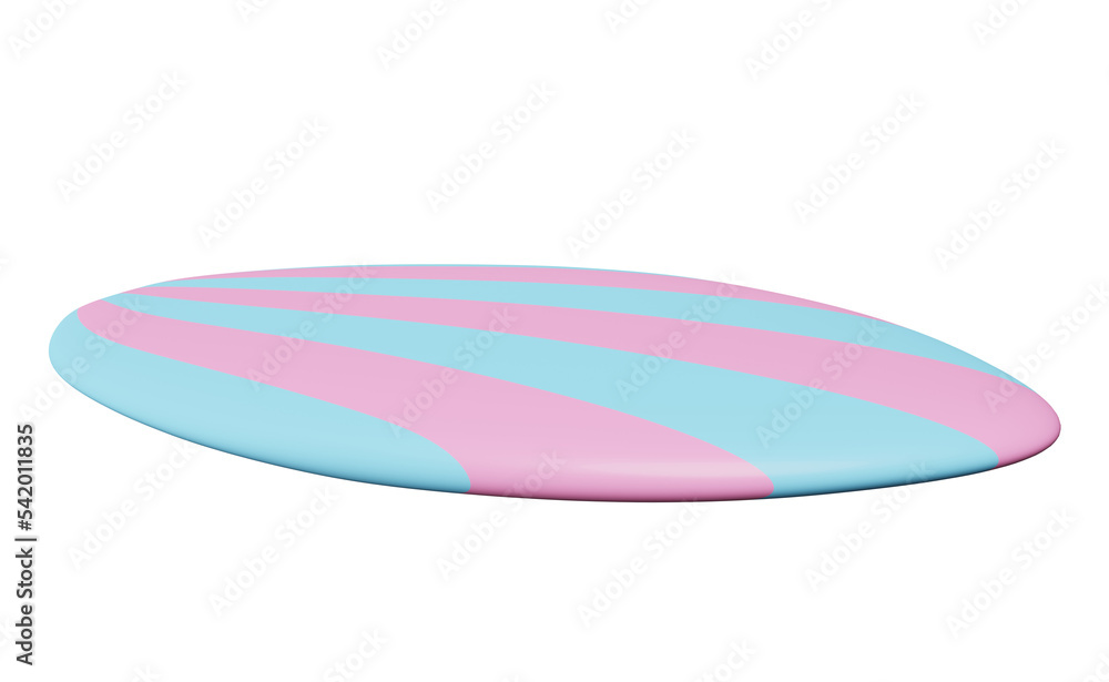pink blue surfboard isolated. summer travel concept, 3d illustration or 3d render