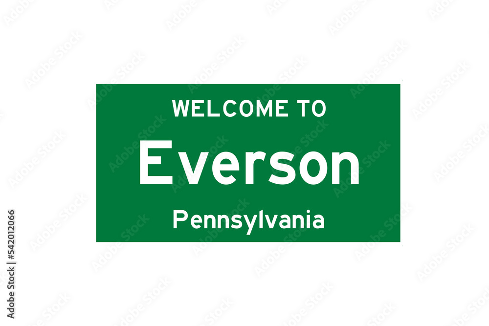Everson, Pennsylvania, USA. City limit sign on transparent background. Everson, Pennsylvania, USA. City limit sign on transparent background.
