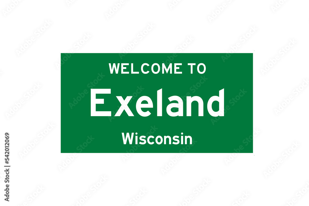Exeland, Wisconsin, USA. City limit sign on transparent background. Exeland, Wisconsin, USA. City limit sign on transparent background.