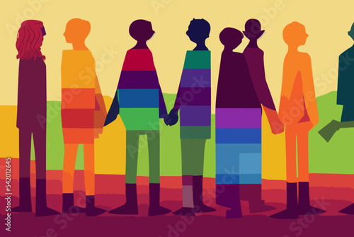 People tolerating lgbt community, illustration, lgbtq+ pride