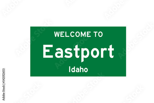 Eastport, Idaho, USA. City limit sign on transparent background.  photo