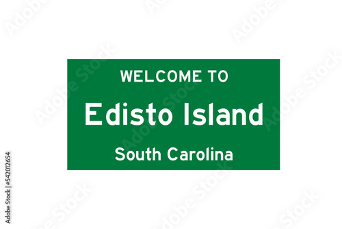 Edisto Island, South Carolina, USA. City limit sign on transparent background.  photo