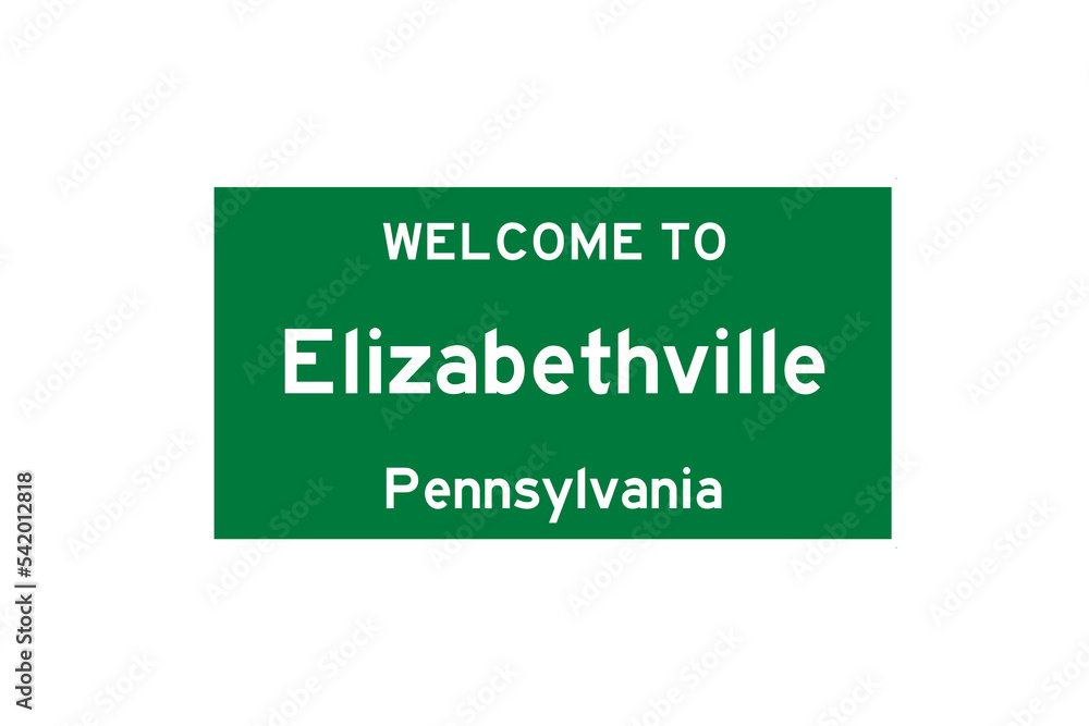 Elizabethville, Pennsylvania, USA. City limit sign on transparent background. 
