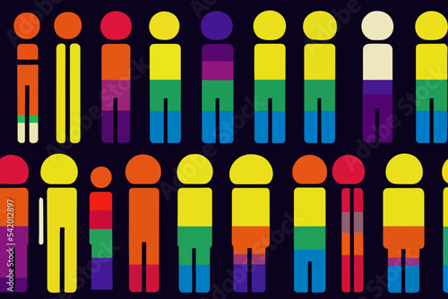 Lgbtq  pride and tolerance people  illustration  rainbow