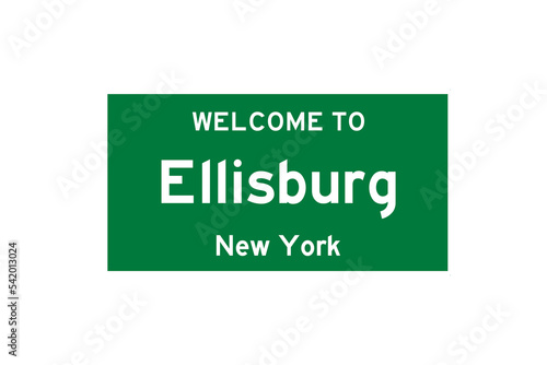 Ellisburg, New York, USA. City limit sign on transparent background.  photo