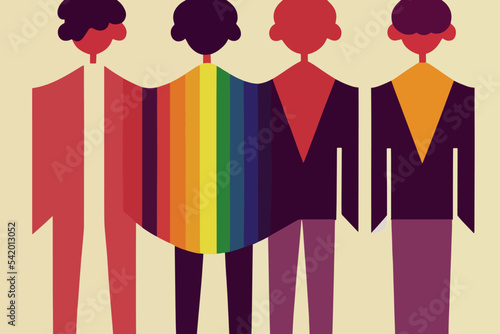 Guys stern gaze, tolerant to lgbt community, illustration, lgbtq+ pride