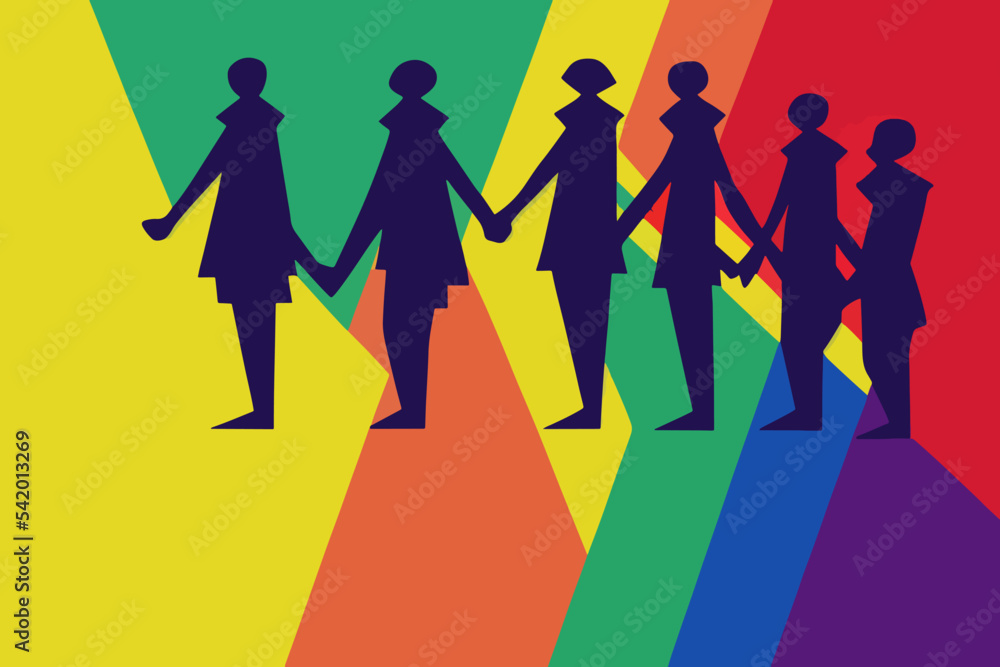Lgbtq+ pride and tolerance people, illustration, rainbow