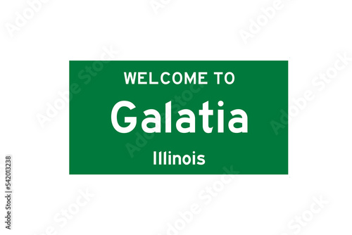 Galatia, Illinois, USA. City limit sign on transparent background.  photo