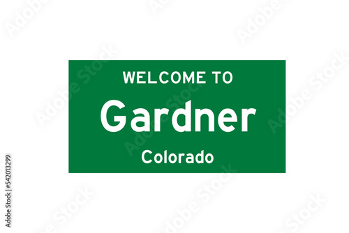 Gardner, Colorado, USA. City limit sign on transparent background.  photo