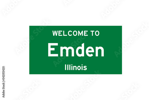 Fotografering Emden, Illinois, USA. City limit sign on transparent background.
