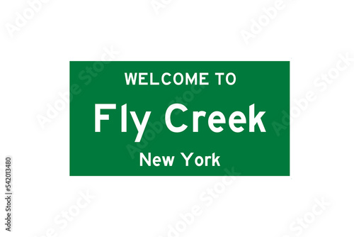 Fly Creek, New York, USA. City limit sign on transparent background.  photo