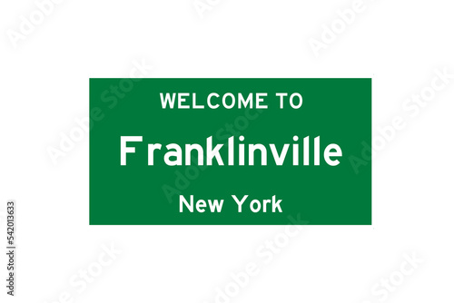 Franklinville, New York, USA. City limit sign on transparent background.  photo