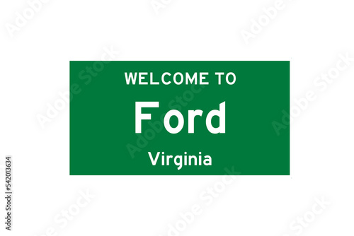 Ford, Virginia, USA. City limit sign on transparent background.  photo