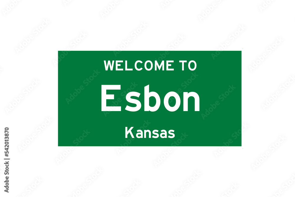 Esbon, Kansas, USA. City limit sign on transparent background. Esbon, Kansas, USA. City limit sign on transparent background.