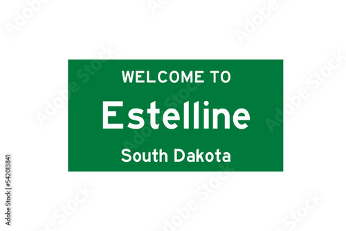 Estelline, South Dakota, USA. City limit sign on transparent background.  photo