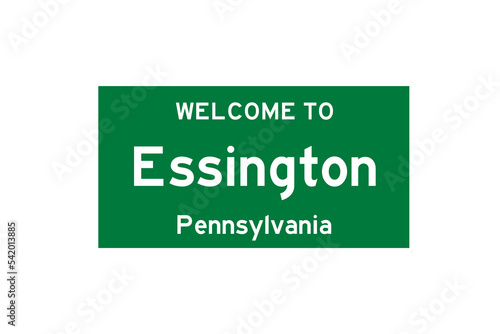 Essington, Pennsylvania, USA. City limit sign on transparent background.  photo