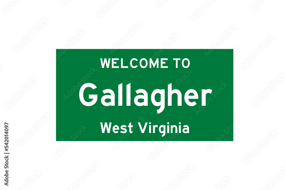Gallagher, West Virginia, USA. City limit sign on transparent background. Gallagher, West Virginia, USA. City limit sign on transparent background.