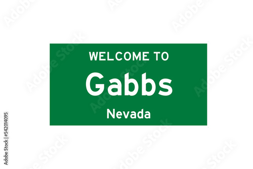 Gabbs, Nevada, USA. City limit sign on transparent background. 