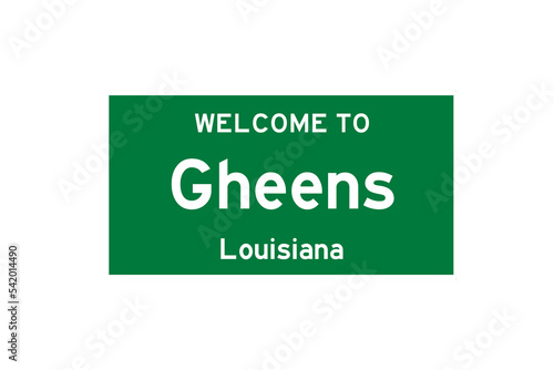 Gheens, Louisiana, USA. City limit sign on transparent background.  photo