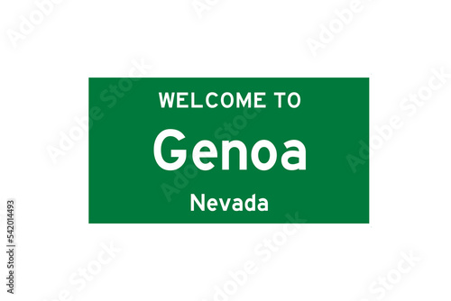 Genoa, Nevada, USA. City limit sign on transparent background. 