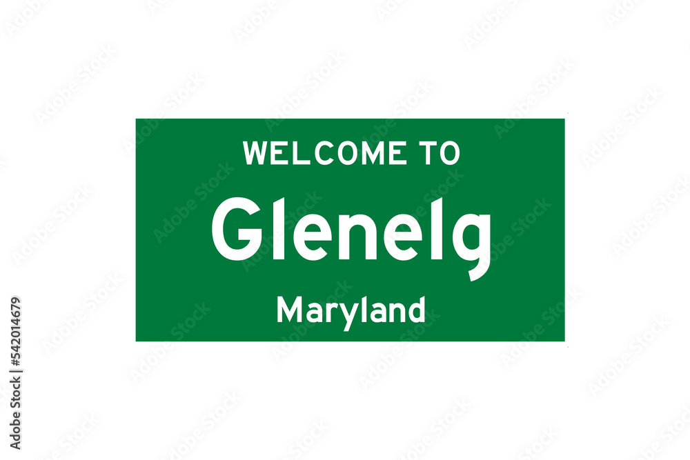 Glenelg, Maryland, USA. City limit sign on transparent background.
