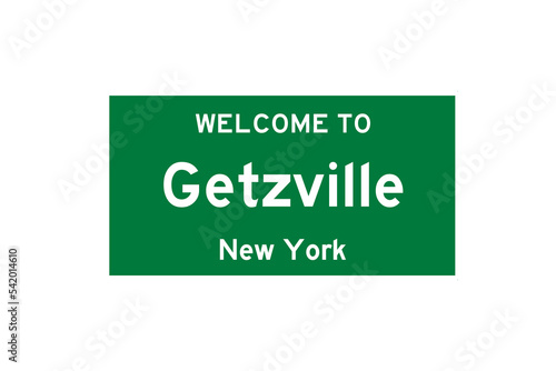 Getzville, New York, USA. City limit sign on transparent background.  photo