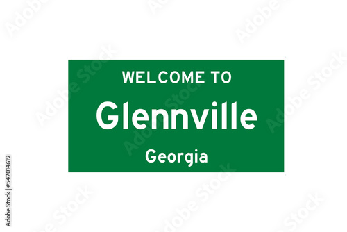 Glennville, Georgia, USA. City limit sign on transparent background.  photo