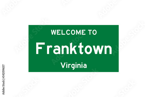 Franktown, Virginia, USA. City limit sign on transparent background.  photo