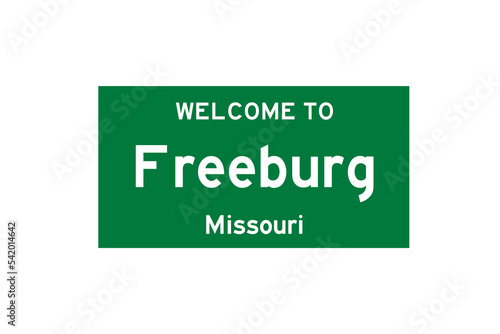 Freeburg, Missouri, USA. City limit sign on transparent background.  photo