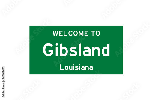 Gibsland, Louisiana, USA. City limit sign on transparent background.  photo