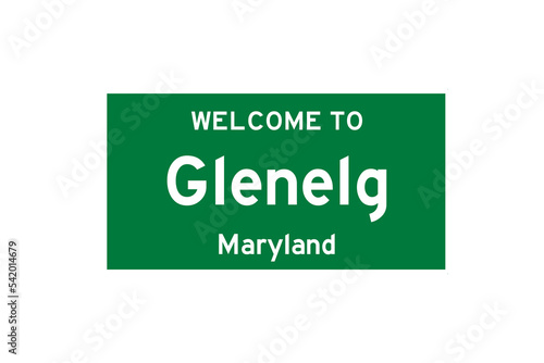 Obraz na płótnie Glenelg, Maryland, USA. City limit sign on transparent background. w salonie