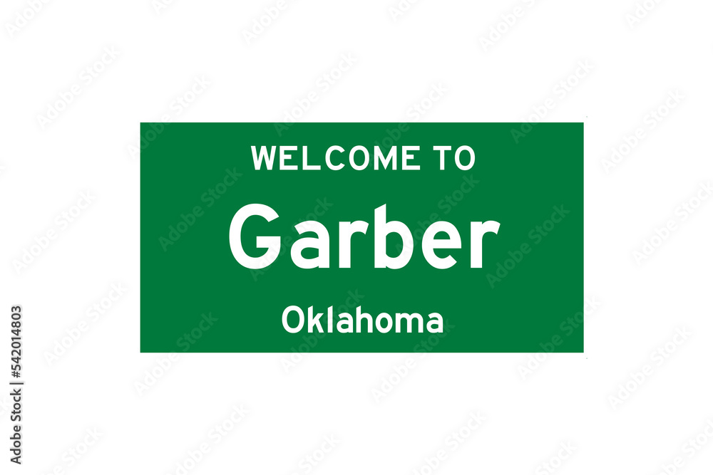 Garber, Oklahoma, USA. City limit sign on transparent background. Garber, Oklahoma, USA. City limit sign on transparent background.