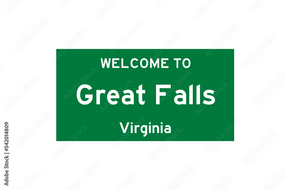 Great Falls, Virginia, USA. City limit sign on transparent background. Great Falls, Virginia, USA. City limit sign on transparent background.