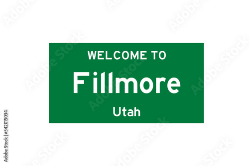 Fillmore, Utah, USA. City limit sign on transparent background.  photo