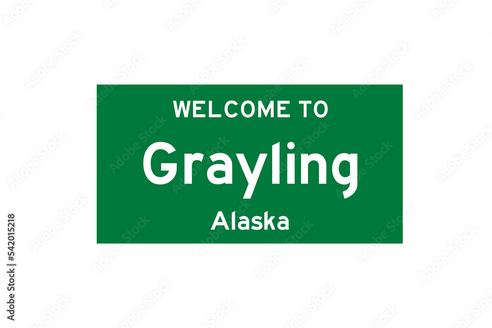 Grayling, Alaska, USA. City limit sign on transparent background. Grayling, Alaska, USA. City limit sign on transparent background.