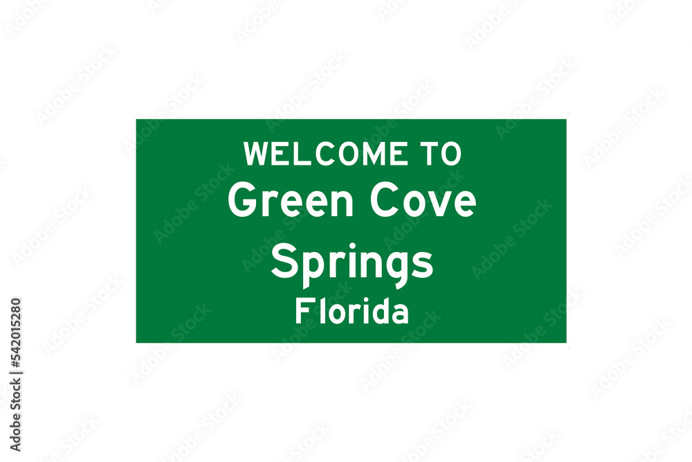 Green Cove Springs, Florida, USA. City limit sign on transparent background. 