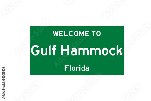 Gulf Hammock, Florida, USA. City limit sign on transparent background. 