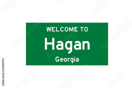 Hagan, Georgia, USA. City limit sign on transparent background.  photo