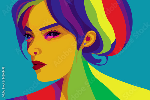 Lgbtq+ pride and tolerance girl prissy look, rainbow photo