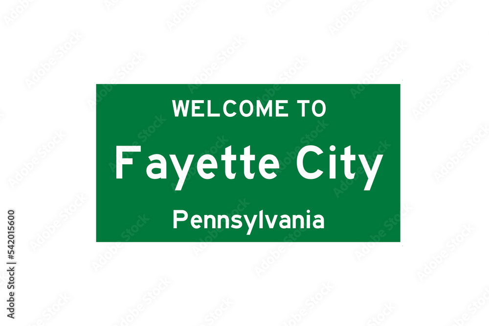 Fayette City, Pennsylvania, USA. City limit sign on transparent background. Fayette City, Pennsylvania, USA. City limit sign on transparent background.