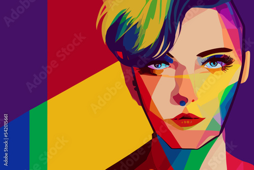 Girl proud gaze, tolerate lgbt community, coloured hair, lgbtq+ pride